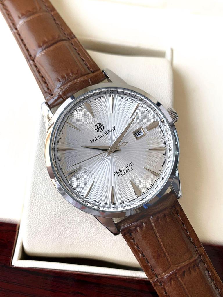 Ceas cu cuarț de afaceri pentru bărbați PABLO RAEZ: Automat, Rezistent la apă, cu Secundar continuu și Calendar.