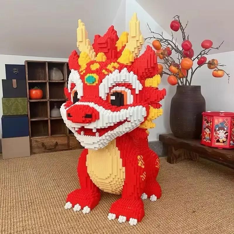 30CM Jucării DIY pentru Copii Mini Dragon Desen Animat Blocuri de Construcție Bloc Luminos Micro Cărămizi Cadou de Crăciun Zi de Naștere