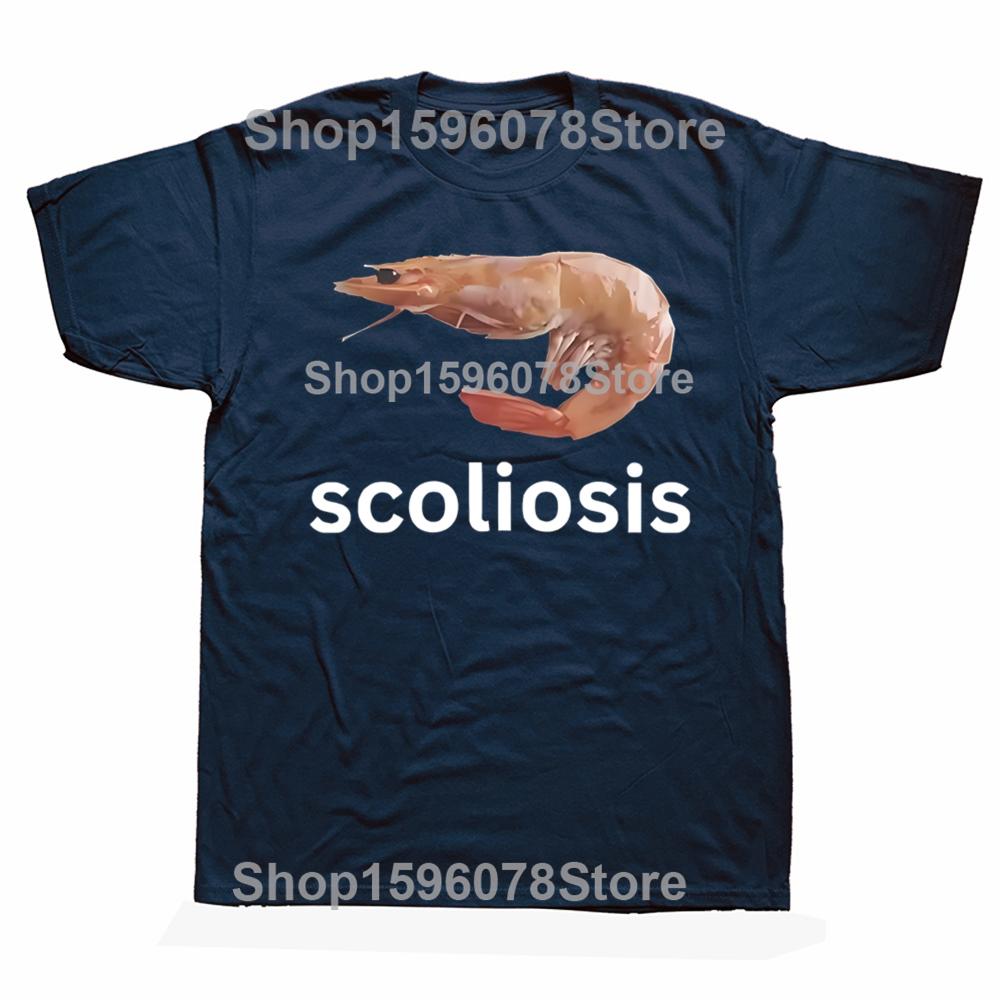 2025 Scoliosis Funny Shrimp Meme Graphic T-shirts Men Women's Fashion Casual Tshirt 100% Cotton Loose Oversized T Shirt