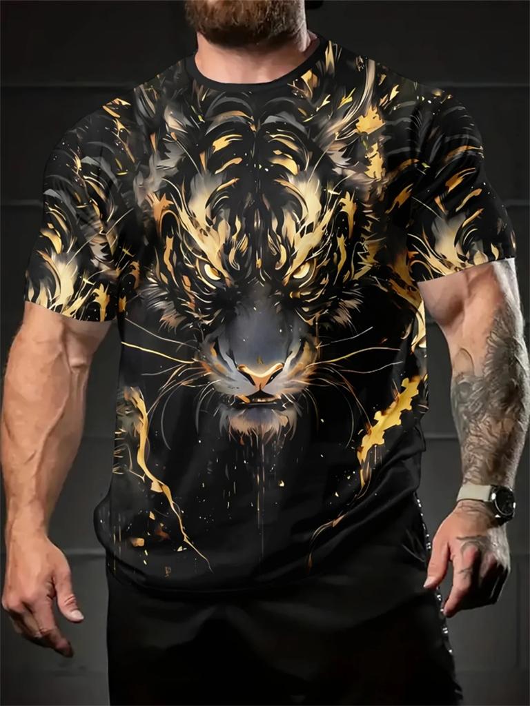 Trendy Tiger Lion Graphic T Shirts For Men Fashion Summer Streetwear 3D Printed Hip Hop Tees Cool Oversized Harajuku T-shirts
