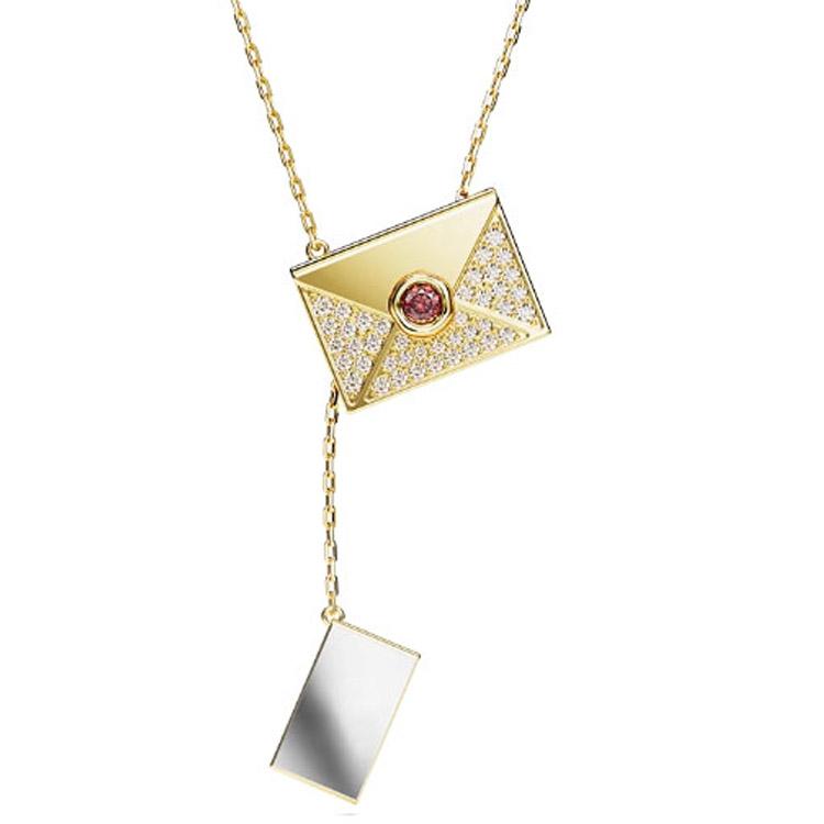 Swarovski Letra Letter Shaped Crystal Inlaid Alloy Necklace Women necklace Multicolor 5662873-156581 Box (Random Color),Silver