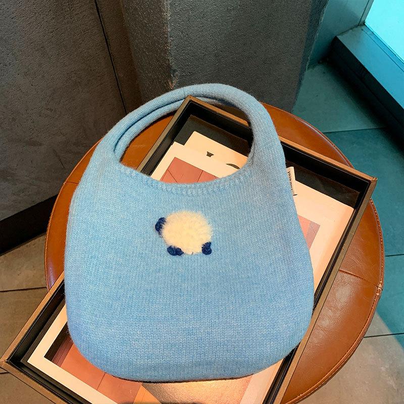 Solid Color Knitted Handbag Fashionable and Versatile Casual Handbag Woven Tote Bag Bolsas De Mujer