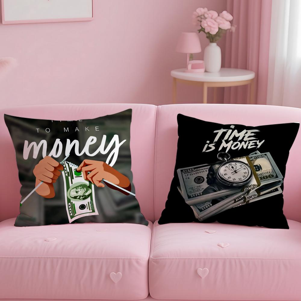 popular Time is Money Cushion Cover Comfortable Reversible Pillow Cover Ideal for Car Sofa Bedroom & Beyond