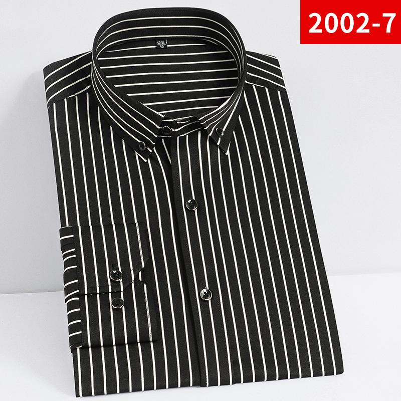 New Men's Long-sleeved Shirt Slim Shirt Stripe Base Casual Professional Men's Wear
