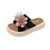2025 Summer New National Style Beaded Rose Soft Belt Fashionable Versatile Beach Wear Thick-bottomed Comfortable Slippers