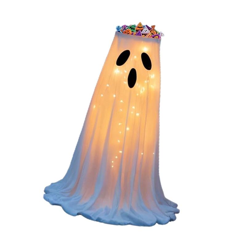 Halloween Decorations - Halloween Specter Candy Bowl Stand Decoration with LED Lights - Enchanting Specter Candy Holder for Front Door Porch Outdoor