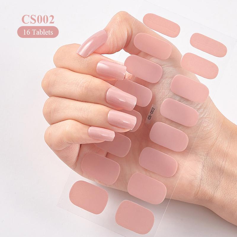 

New Semi Cured Wraps Nail Sticker Solid Nail Gel Wraps Adhesive Full Cover Slider No Need UV Lamp Cured Fast Gel DIY Nail Decal CS002