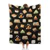 Cute Campervan Campfire Blanket Cartoon Food Digital Printed Flannel Blanket Rv Decorative Blanket
