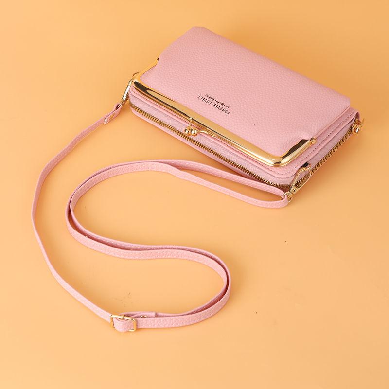 Mobile Phone Bag Female Litchi Grain Messenger Bag Student Versatile Dual-purpose Purse Fashion Makeup Bag Mini Bag