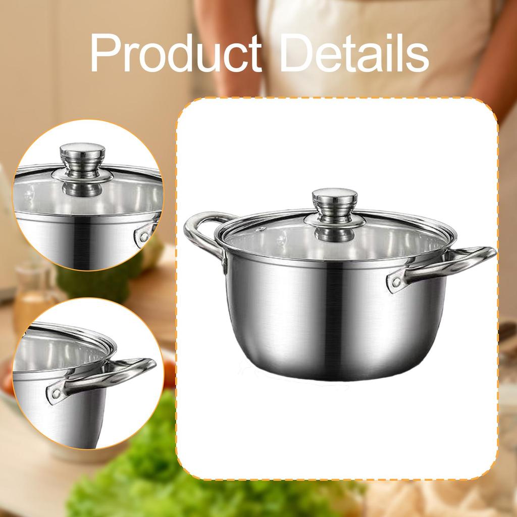 Stainless Steel Stock Pot Large Capacity Deep with Double Handle Modern Universal Base Soup Pot Non Stick Stockpot for Vegetable