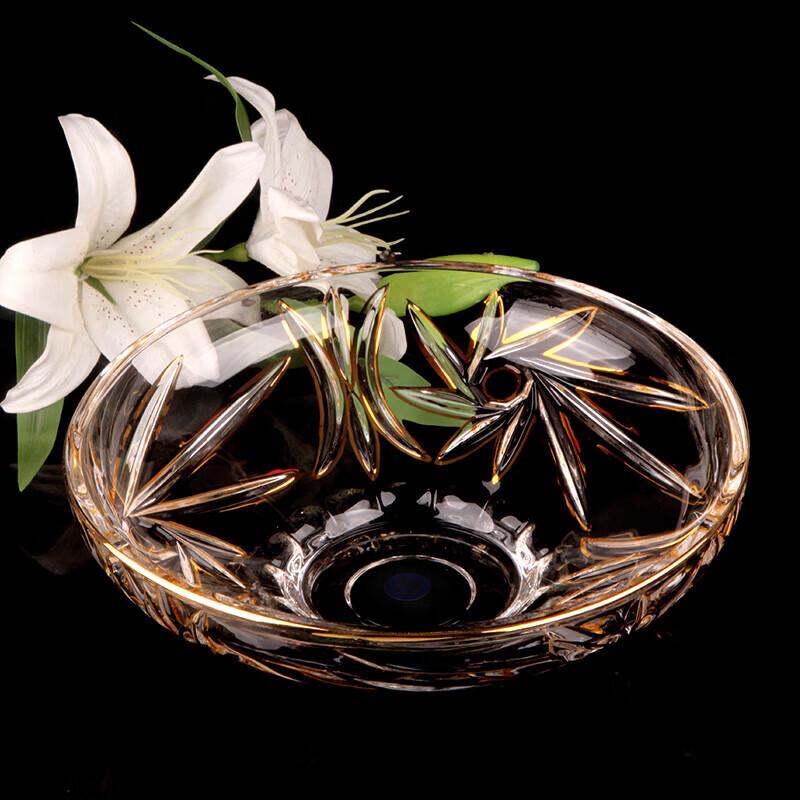 FLEVANCE Gold-Edged Crystal Glass Fruit & Candy Bowl