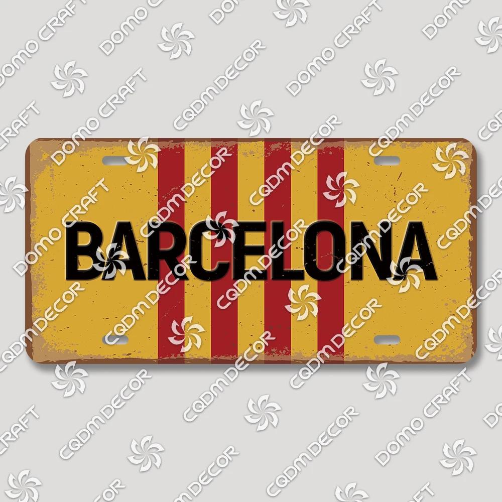 Football Club License Plate Tin Signs Retro Barcelona Milan Manchester Metal Poster Garage Bar Club Home Wall Decor