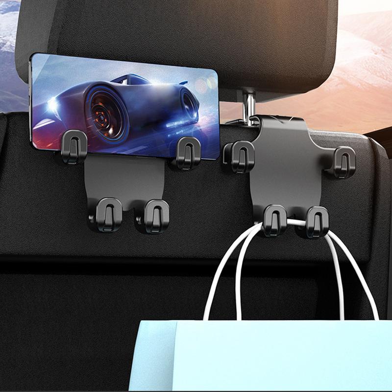 Car Back Seat Headrest Hooks Back Seat Car Organizer Purse Holder Backseat Storage 4pcs Invisible Phone Holder Multi-Use For