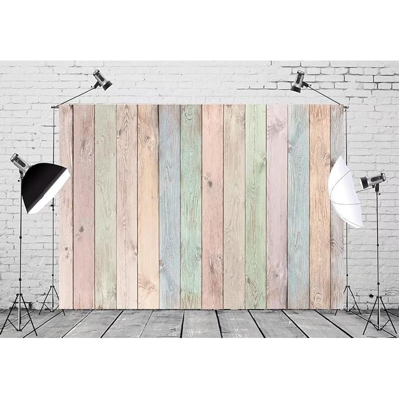 BELECO 7x5ft Fabric Colorful Wood Backdrop Easter Pastel Colored Wood Planks Photography Backdrop Easter Decor Birthday Party Baby Shower Boy Girl