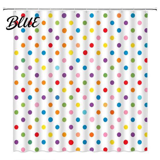 Standard Size Shower Fabric Bathroom Dot with Curtain Curtains Polka Hooks Waterproof Curtain Retro Bath Modern Decoration Accessories for
