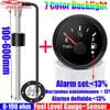 7 Color Light 52MM Fuel Level Gauge with Alarm 0-190 OHM Stainless Steel Fuel Level Sensor 100~550mm for Auto Car Marine