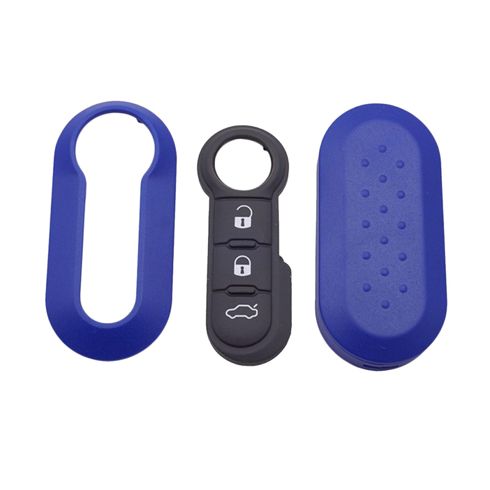 

Okeytech 3 кнопки дистанционного модифицированного откидного кремниевого автомобильного ключа оболочки для Fiat 500 Panda Punto Bravo крышка необрезанное лезвие чехол для ключа синий