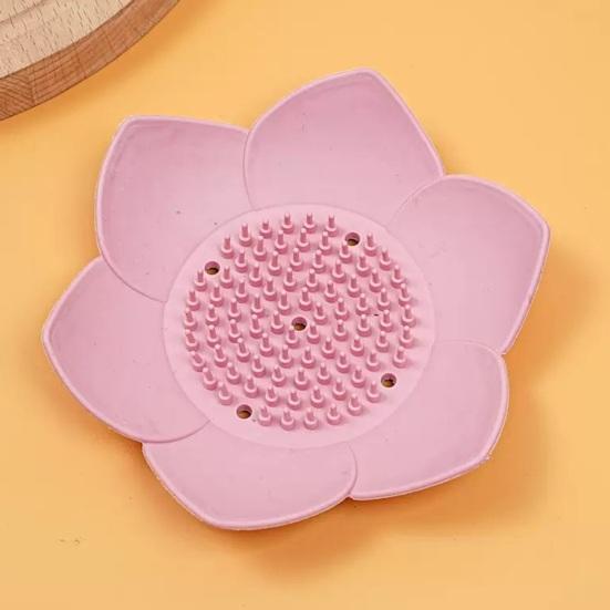 Silicone Soap Dish Lotus Shape Soap Holder with Drainage Holes Non-Slip Soap Holder