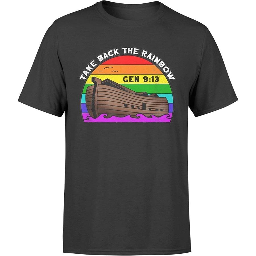 Noah s Ark Genesis 9-13 Taking Take Back The Rainbow Vintage Shirt Logo Adult Black T-Shirt S