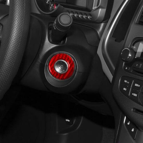Red Carbon Fiber Interior Ignition Button Cover Trim For Chevrolet Sonic 2012-16