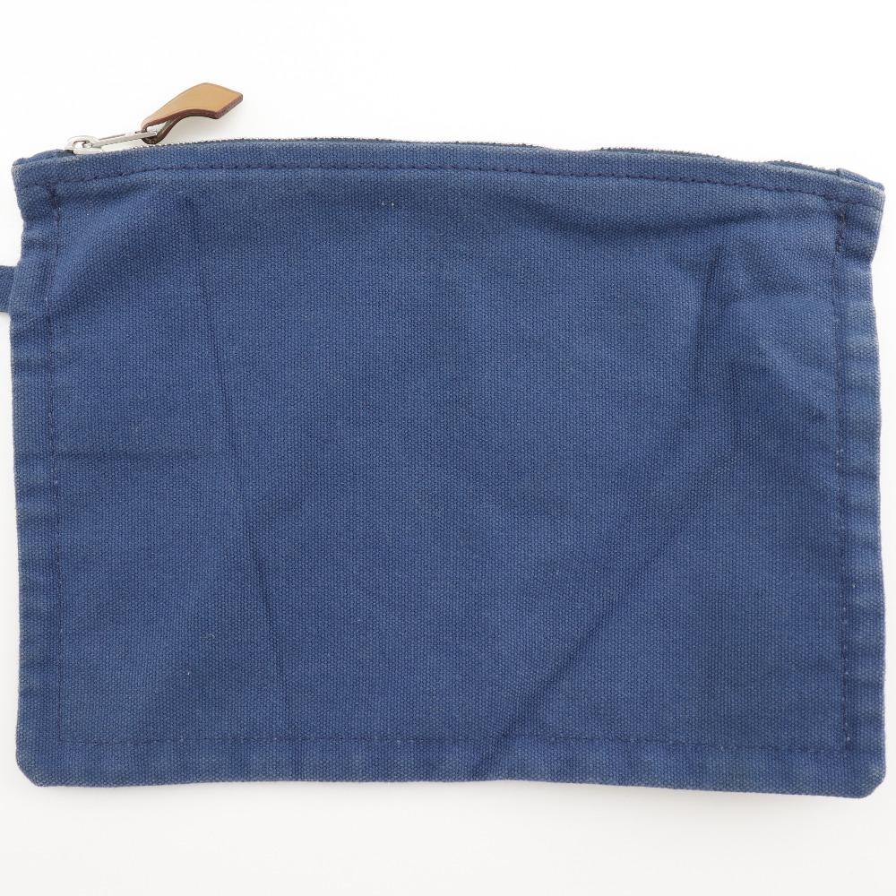 Hermes Chevault Tote Bag Blue / Black Canvas Hose Unisex Used