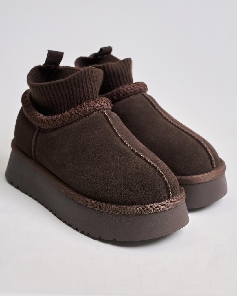 Μπότες ugg με κάλτσα Lola Andy 8998 36 σοκολάτα σουέτ μαλλί