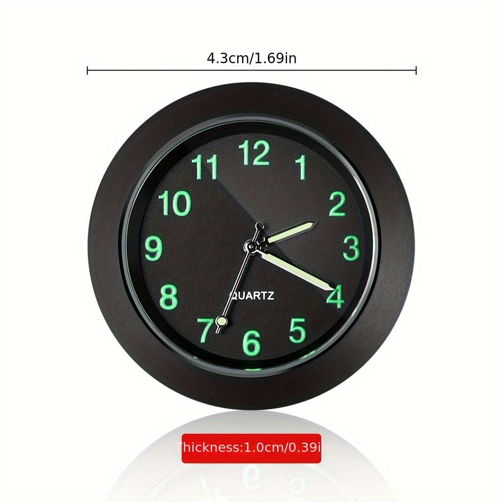 43mm Luminous Car Dashboard Clock - Waterproof Digital Display with Stick-On/Air Vent Mount for Auto