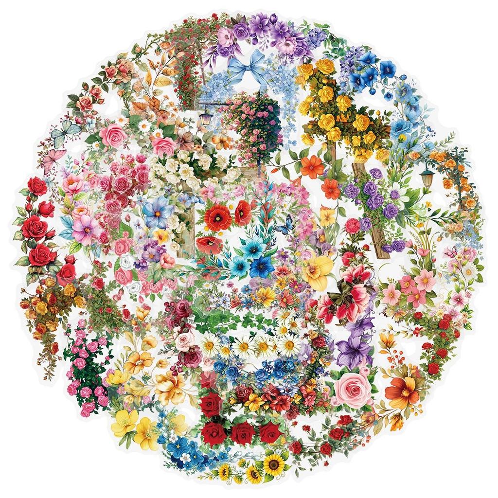 50Pcs/Set Healing Flower Frame Series 04 PET Stickers Waterproof DIY Fashion Doodle Decals Stickers
