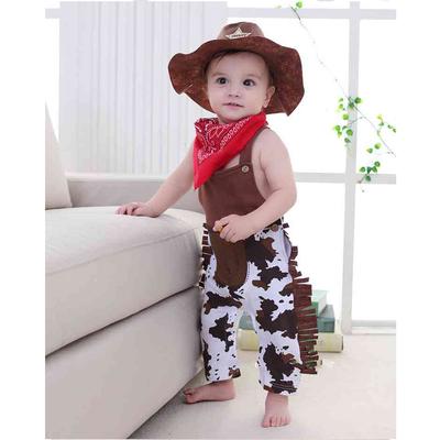 Baby Junge Strampler Kostüm Baby Kleidung Kleinkind Cowboy Kleidung Set 3 Stück Mütze + Schal + Strampler Halloween Purim Event Geburtstag Outfits
