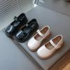 Girls Uniform Shoes Black Glossy Kids Flat Shoes Trendy for Students Autumn Children Leather Shoes Soft Bottom Round Toes