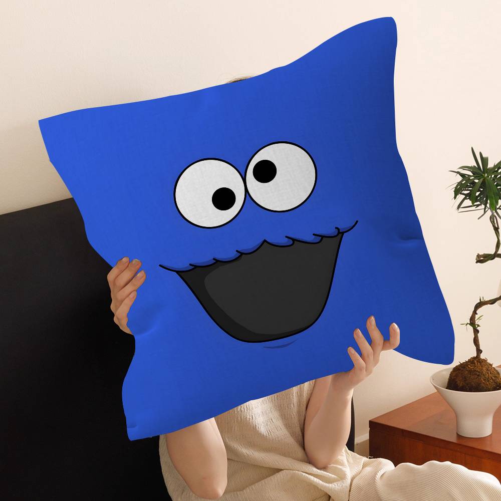 S-Sesame S-Street Cartoon Cushion Cover Car Throw Pillow Case For Sofa Car Christmas Gift 40x40cm 45x45cm