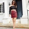 Women’s Mini Skirts PU Crocodile Grain Bodycon High Waist Split Short Dress Black Brown Faux Leather Slim Fit Elastic Skirt