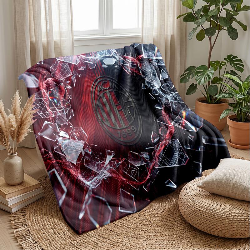 AC Milan Theme Blanket Soft Flannel Blanket Plush Throw Blanket Cozy Sofa Bed Blanket for Home Decor