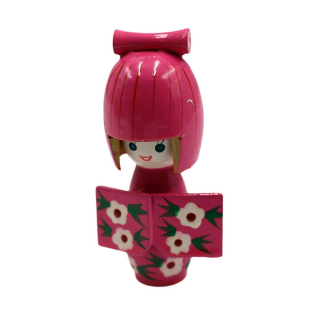 Wooden Kimono Doll Miniature Figurine Ornament 4.13inch Wood Kokeshi Doll Asian
