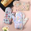 Christmas Silicone Oven Gloves Thickened Heat Resistant Insulated Non Slip Baking Mittens for Kitchen Microwave Household