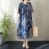 Short Sleeve Plus Size Cotton Vintage Floral New In Dresses for Women Casual Loose Long Summer Dress