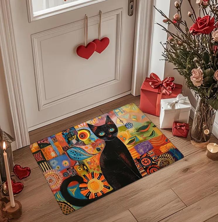 Tappetino da Pavimento con Design di Gatto Vivace - Tappeto d'Ingresso Antiscivolo Decorazione Colorata per Casa per Soggiorno e Camera da Letto Tappetini Tappeto Anime