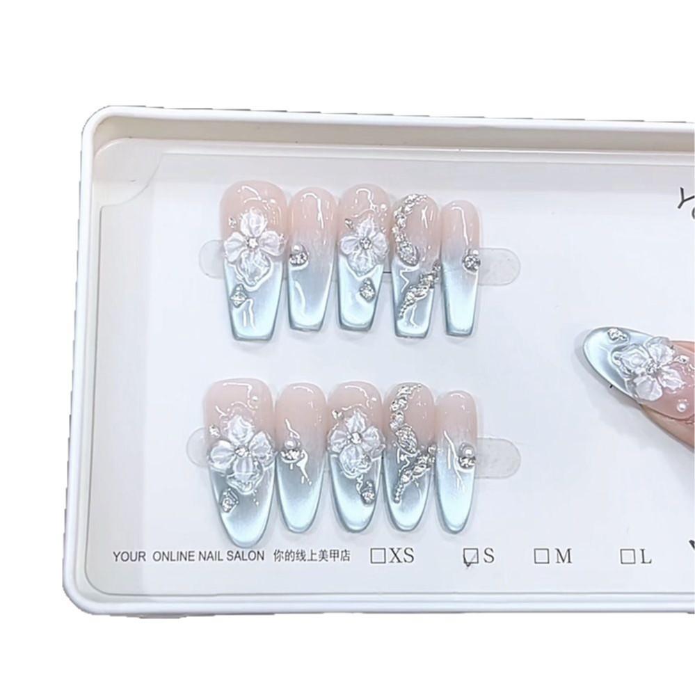 Hand-woven Armor, Seaside Ice Flower, Three-dimensional Hand-painted Relief Small Cat Eye Style Pure and Lustful Manicure Sticker