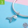Handmade S925 Sterling Silver Pearl Mermaid Tail Pendant Necklace for Women