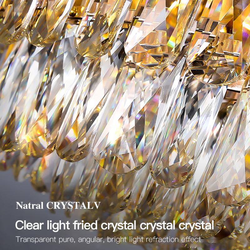 Light Luxury Style Crystal Chandelier, Post-modernist, Simple, for Living Room, Villa, European Bedroom, Restaurant, Crystal Lamps