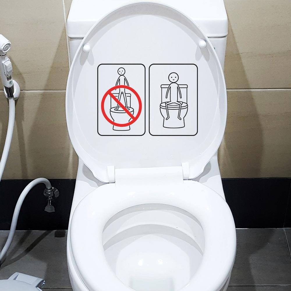 Funny Stick Figure Cartoon Characters Bathroom Toilet Stickers for Home Decoration Stickers
