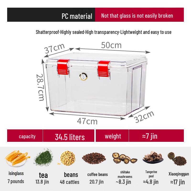 PC Acrylic Sealed Storage Box with Thermometer & Hygrometer