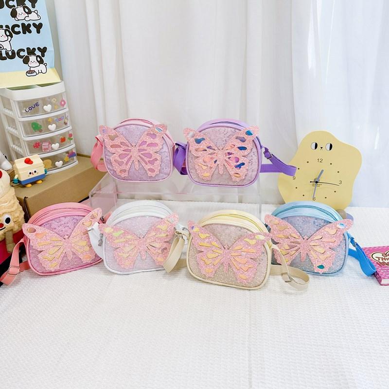 Decoration Sparkling Bow Solid Color Children Shoulder Bag For Use Daily