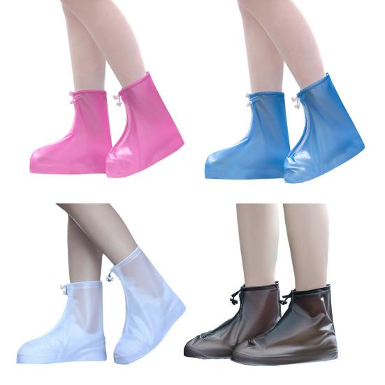 Reusable Waterproof Shoe Covers Non Slip Rain Shoe Covers Zippered Shoe Protectors with Drawstring for Men Women Outdoor