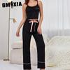 GMXIA Pajamas Women Summer Suspenders Trousers Two-piece Set of Ladies Homewear