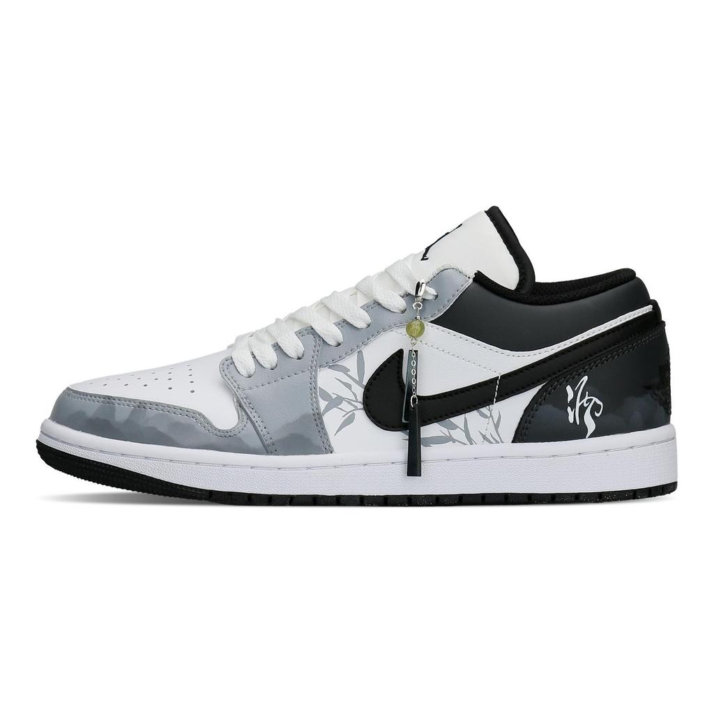 Jordan Air Jordan 1 Abrasion Resistant Low Top Skateboard Shoes Unisex Black White Gray 553558-132(Team577-)