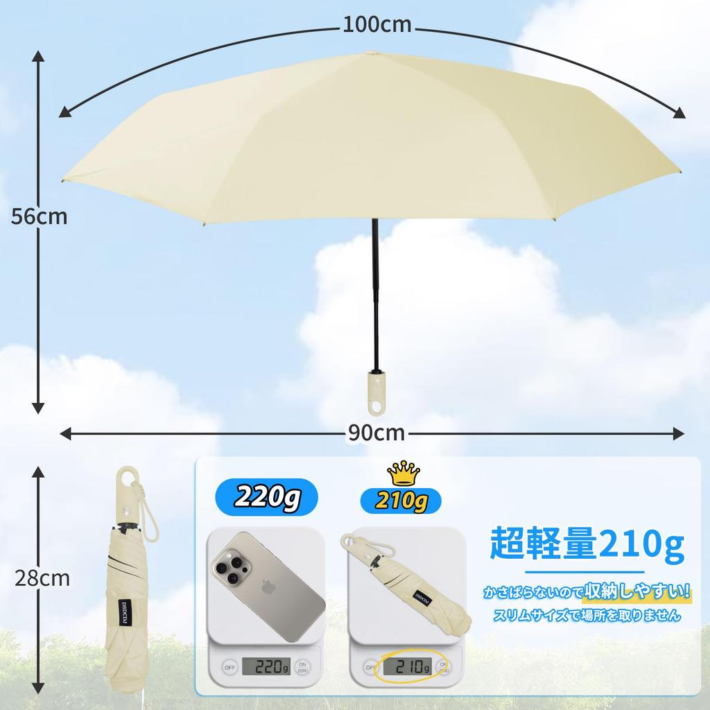 DSDCDJ In JIS UV Ultra Complete Heat Automatic Opening and 6 Folding UV Heat Stroke Sunburn Windproof and Water For Sunny and Rainy Comes with Storage