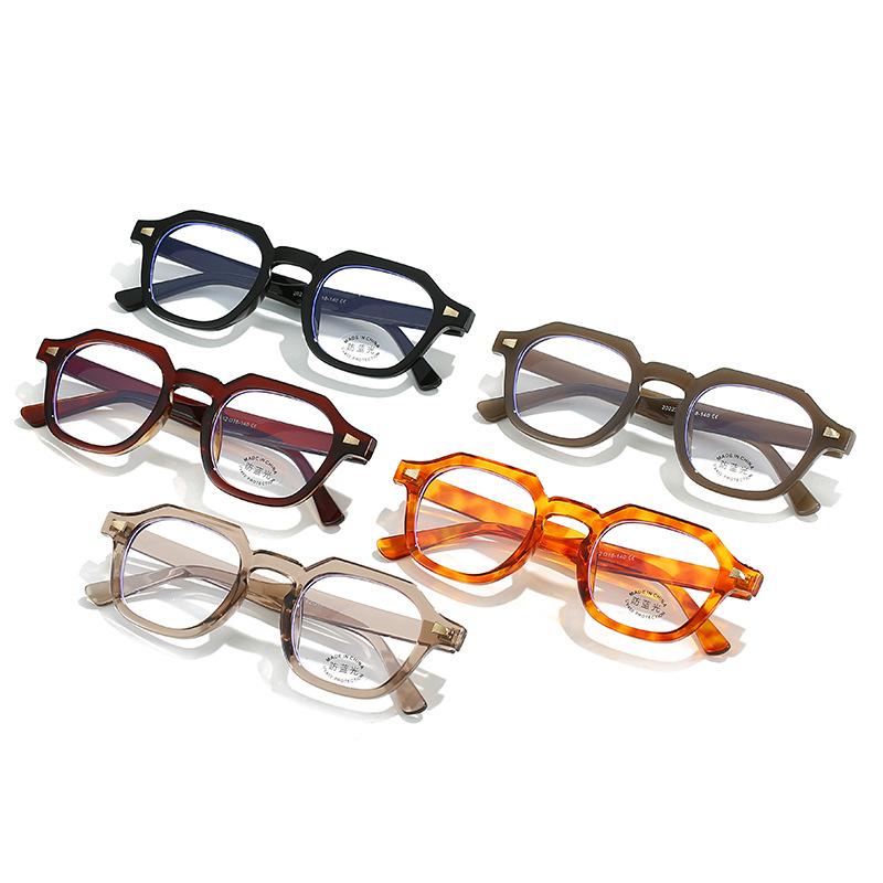 Men'S Glasses Irregular Full Frame Pc Temple Retro Rice Binding Frame Can Be Equipped With Anti-Blue Lenses