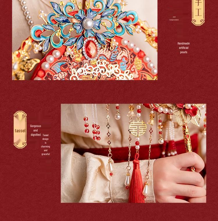 Ming Style Chinese Wedding Fan DIY Kit: Handmade Bride's Accessory