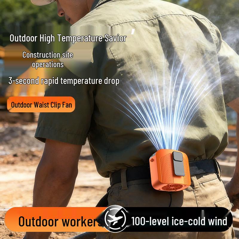 Portable High-Speed Waist & Neck Cooling Fan with Digital Display